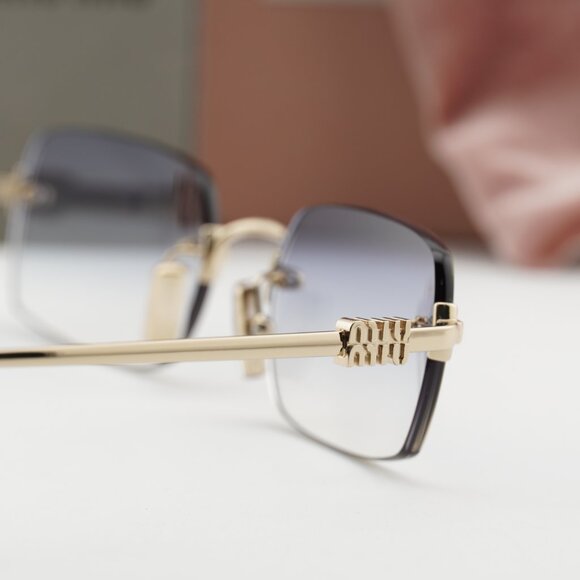 Miu Miu MUB50S ZVN80O Rectangle Sunglasses – Gold/Light Blue main image 10